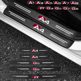 Bilklistermärken för Audi A3 A4 A5 A6 A7 A8 Q3 Q5 Q7 Q8 TT Kolfiber Mönster Bil Dörr Sill Threshold Cill Sticker Paster Auto Accessories