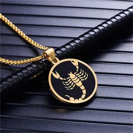 قلادة Scorpio 12 Constellations للرجال/النساء هدايا عيد ميلاد 14K التميمة الذهب الأصفر قلادة Zodiac Sign Jewelry