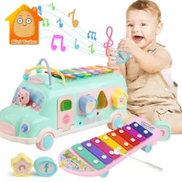 Crianças música ônibus brinquedos instrumento xilofone piano adorável grânulos blocos classificação aprendizagem educacional bebê para crianças 240117