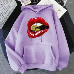 Women's Hoodies Hooded Sweater Fashion Lips Printed Sweatshirt Multiple Colors Personality