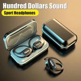 Hoofdtelefoon Draadloze 5.0-hoofdtelefoon Sport Stereo Oorhaak HiFi Bluetooth-oortelefoon Headset Ruisonderdrukking Waterdichte oordopjes met microfoon