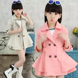 女の子のトレンチコート春と秋のファッション子供の風に耐える韓国の女の子ダブルレイヤージャケットスクールコート子供服240118