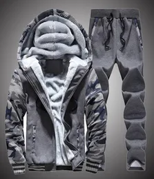 Desen Patchwork Kış İç Puz Hoodies Erkekler Sıkı Sıcak Kırık 2 PC Jacketpant Swearsheal Dış Giyim Erkekler Takip 2018 D28915239096