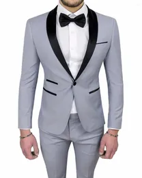 Men's Suits Light Gray Wedding For Men Custom Made One Button Groomsman Man Suit Groom Tuxedos Prom Blazer Sets Jacket Pants