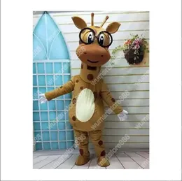 Rabattfabrik Cartoon Giraffe Mascot Costume Fancy Dress Birthday Födelsedagsfest Juldräkt Karnival Unisex Vuxna outfit