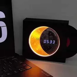 Relojes de mesa de escritorio LED Luz de noche de luna Altavoz Bluetooth inalámbrico Sonido de alta fidelidad Lámpara de noche Reloj de mesa Estética Decoración de la habitación Lámpara de ambiente Regalos YQ240118