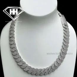 Hiphop New Cuban Half Moon Chain Finest S925 Silver 20mm 3 Rows Vvs d Color Ideal Cut Diamond Moissanite Cuban Chain Necklace