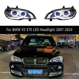 Front Lamp DRL DAYTIME RUNNING LIGHT FÖR BMW X5 E70 LED-strålkastare 07-14 Dynamisk streamer Turn Signal Indicator Auto Parts