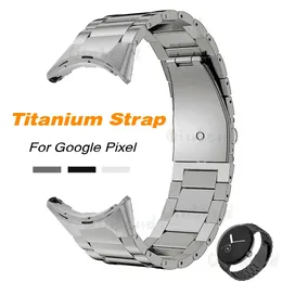 Cinturino in metallo No Gaps per cinturini per orologi Google Pixel Grigio Argento Bracciale con cintura nera Sostituzione Smartwatch 240117