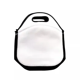 네오프렌 승화 점심 가방 블랭크 흰색 재사용 가능한 토트 백 핸드백 이중 레이어 단열 DIY 학교 가방 BJ