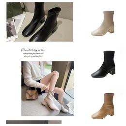 Stiefel mit fünf Fingern, Sockenstiefel, Stretch-Stoff, Stiefeletten, neuartiger Stil, High Heels für Damen, mit Absatz, Außenschuhe, einfarbig