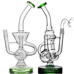 New Dab Rig hookah Green Reflow Type Water Heater Multi-function Curved Pipe Light Collector High 8. 8 inches glass bongs