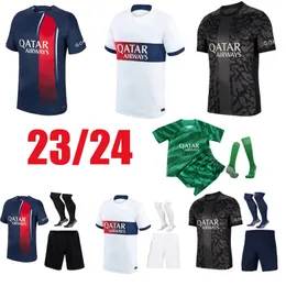 2023 2024 MBAPPE HAKIMI SOCCER JERSEY 23 24 PSSG HOME AWAE TREDJE 4: e målvakten Sergio Ramos Marquinhos Verratti Kimpembe Football Shirt Di Maria Mens Adult Kids Kit