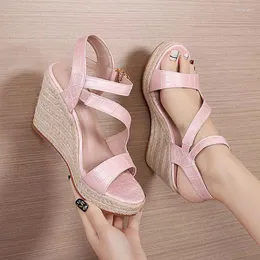 Sandalen Espadrilles Wedge Platform Voor Vrouwen Enkel Gesp Leuke Schoenen Open Teen Sandaal Casual Zomer Bruiloft Jurk