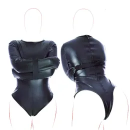 Läder Straitjacket Body Restraint Bag Arm Bundle Bondage Fetisch BDSM Harness vuxen Produkt Exotisk kostym Sexleksaker för par 240117