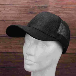 Cappellini con sfera 1PC Cappello glitter tinta unita Moda Baseball Copricapo semplice Sole estivo per donne Ragazze Signore (Nero)