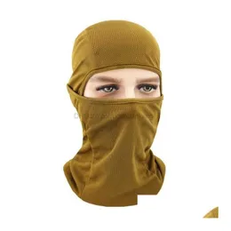 Radfahren Caps Masken Outdoor Radfahren Motorrad Fahrrad Clava Hüte FL Gesichtsmaske Einfarbig Atmungsaktiv Schnell Trocknend Tactial Army Hunti Dhi3R