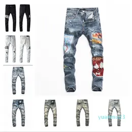 20SS Jeans Mens Designer Breaded Ribled Ribed Slim Fit Motorcycle Denim for Men S Fashion Jean Mans Pants Pour Hommes 2024 عالية الجودة