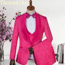 Thorndike ألوان مختلفة واحدة زر العريس Tuxedos Shawl Lapel Groomsmen Man Suits Mens الزفاف ثلاث قطع 240117
