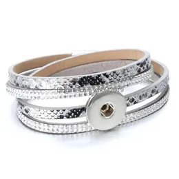 Braccialetti con ciondoli Bracciale gioielli con bottone a pressione Bracciale in pelle da 18 mm Multistrato Magnete leopardo boemo Consegna a goccia Dhvaj