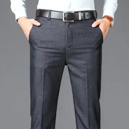 Business Casual Anzug Hosen Männer Solide Hohe Taille Gerade Büro Formale Hosen Herren Klassischen Stil Lang Plus Größe 240117