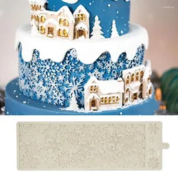 Moldes de cozimento DIY Natal Floco de Neve Bolo Decoração Borda Molde Grande Flip Açúcar Silicone Ritmo Seco