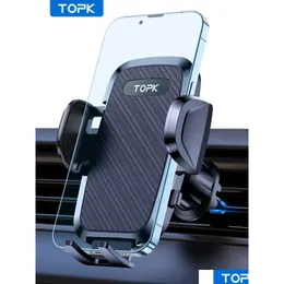 Supporto per auto Topk Phone Gravity Auto ripristinabile nella presa d'aria Supporto in silicone per 14 Xiaomi Samsung Supporto mobile Drop Delivery Automobile Dheul