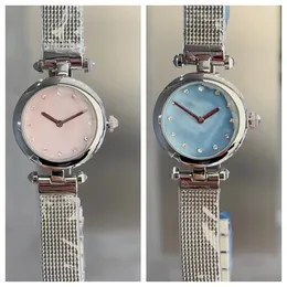 고품질 여성 시계 시계 세련되고 고급스러운 작은 다이얼 27mm 메쉬 스틸 스트립 금속 짠 디자이너 클래식 쿼츠 운동 시계 Sapphire Waterproof Watch
