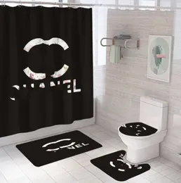 Set di 4 pezzi Set di tende da doccia per bagno Set di tappetini per WC con stampa impermeabile Coprisedili per WC Decorazioni per la casa