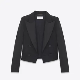 Mulheres recortadas blazer jaqueta de luxo preto manga longa terno jaquetas mulher elegante terno formal blazers