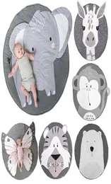 Baby Play Mat Pad Bawełna Urodzona niemowlę Ket Playmat Zwierzęta okrągłe dywan Dywan Dywan Dzieci Pokój Nordic Decor 2201067364390