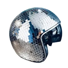 Helmets Disco Helmet Flash Mirror Spherical Hard Hat Bar Club Party Hat Full Reflective Safety Motorcycle Creative Cycling Racing Helmet