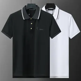 Męska koszula polo luksus logo list zwyczajny wysokiej jakości krótkie rękawie mężczyźni moda na top luźne klapy pół rękawów męskie odzież biznesowa T-shirt azjatycki rozmiar m-3xl