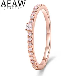 Band Rings 0.18ctw D Color Princess Brilliant Cut Moissanite Engagement Band Half Eternity Band Real Solid 14K Rose Gold J240118