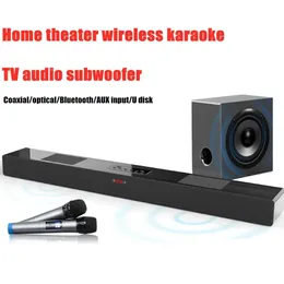 Soundbar 100W Ultra Yüksek Güçlü Bluetooth Hoparlör Karaoke TV Oturma Odası Eko Duvar Subwoofer Çok Fonksiyonlu Oyun Modu Çubuğu Ses Sütunu