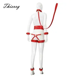 Thierry Sex Toys For Woman Men SM Bondage Set Erotic Restraint Collar 6 Cuffs Waistband Connection Adults Games for Couples 240117
