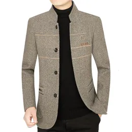 Homens casuais blazers de lã jaquetas ternos de negócios casacos misturas de lã masculino outono fino ajuste roupas masculinas 240117