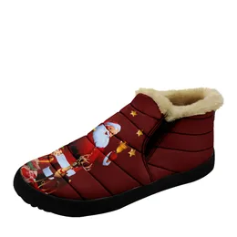 CoolCustomize Custom Christmas Santa Fashion Winter Warm Ankle Boots unika festivalgåva pälsfodrad slip på bekväma tryck egna designlogo namn Granny stövlar