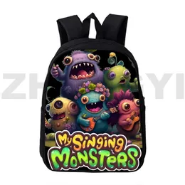 Bags anime My Singing Monsters Backpack Backpack Men Waterproof Travel School School Salps 12/16 polegadas infantis Bookbag Rucksack Kindergarten