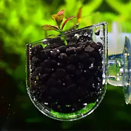 Creative aquarium fish tank glass plant cup red worm feeding container holder plant cup jar seed mud used for aquarium landscape decoration 240118