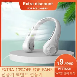 المعجبين الكهربائي 6000 مللي أمبير في الساعة معانقة معجبة مروحة محمولة مروحة مروحة USB Leafless Neckband Fan 78 منفذ الهواء المحيط 2000 مللي أمبير في الساعة قابلة للإعادة شحن مروحة mini yq240118