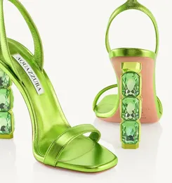 Летние роскошные женские сандалии Aquazzuras Aura, туфли-лодочки на плавучем каблуке, инкрустированные кристаллами, платье, элегантное брендовое вечерние свадебные женские сандалии EU35-43, с коробкой