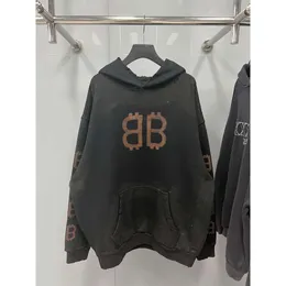 Sudadera con capucha de diseñador Balencigs Sudaderas con capucha de moda Sudaderas con capucha para hombre Suéteres de alta calidad B Familia Versión correcta 23S Gama alta Nuevo Tie Dye Graffiti Letra Viejo desgastado para hombre 8390