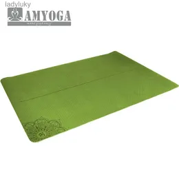 Yogamatten, 2-Personen-Fitness-Yogamatte für Anfänger, rutschfeste TPE-Fitnessmatte, Dicke, Sportmatte, verbreiterte Gymnastikmatten, 183 x 120 cm x 8 mm, L240118