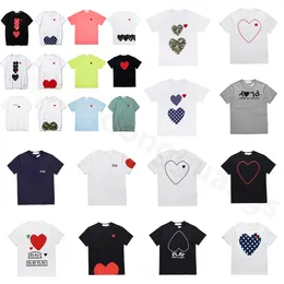 Unisex Play Fashion Mens футболки Дизайнер Ред-Сердце Случайная футболка хлопковая вышивка с коротки