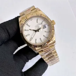 Süper u1 st9 kol saati datejust başkan otomatik saatler erkek safir cam altın paslanmaz çelik kayış beyaz kadran saatler erkek saatler 40mm