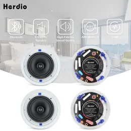 Speakers Herdio 4pcs 6.5'' 600Watts 2Way wireless Bluetooth Ceiling Speakers Package for Home Theater System Living Room Flush Mount