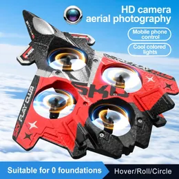 RC Plane HD Camera Aerial Pography Phone Fjärrkontrollplan LED ROLLOVER 360 ° Hover/Roll/Circle EPP Four-Motor Drone Toys 240117