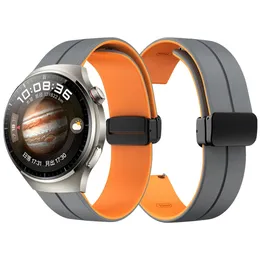 Magnetyczna składana klamra dwustronna silikonowa 20 mm 22 mm opaska dla Huawei Watch 4 Progt 2 3 Runner Skin Spriendly Pasek 240117