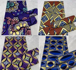 Novo tecido africano de cera dourada, material de algodão, impressão de alta qualidade, cera de ancara para costura, 6 jardas, vestido feminino, tecido 9187501